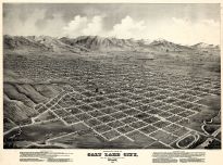 Salt Lake City 1875 Bird's Eye View 24x32, Salt Lake City 1875 Bird's Eye View